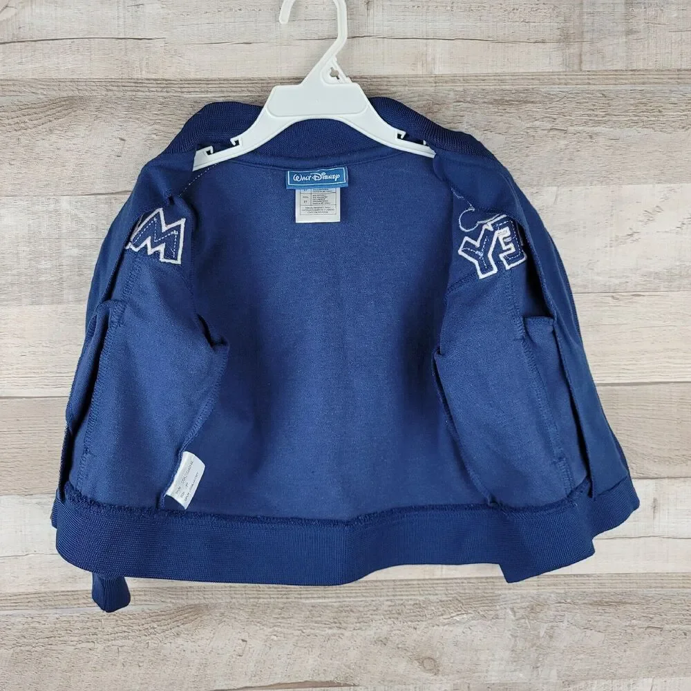 Vintage Disney Toddler Jacket 2T Mickey Mouse Track Style Embroidered Blue